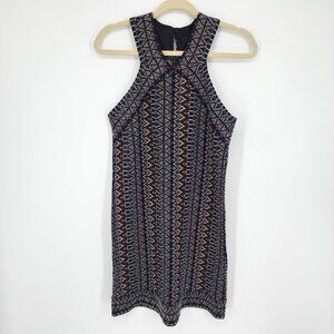 BCBGMaxazria Bodycon Dress S Aztec Print Knit Sleeveless Halter Mini